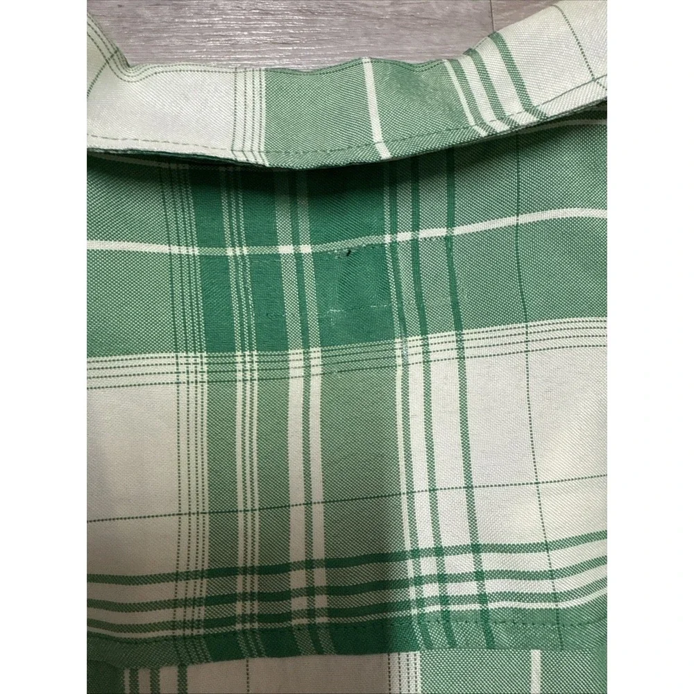 VTG Y2K Member's Property Green & White Plaid Short Sleeve Button Down Shirt XXL